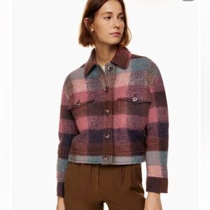 Aritzia Multicolor Plaid Teddy Jacket